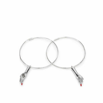 Pendientes aros con colgantes motivo mano y pintalabios