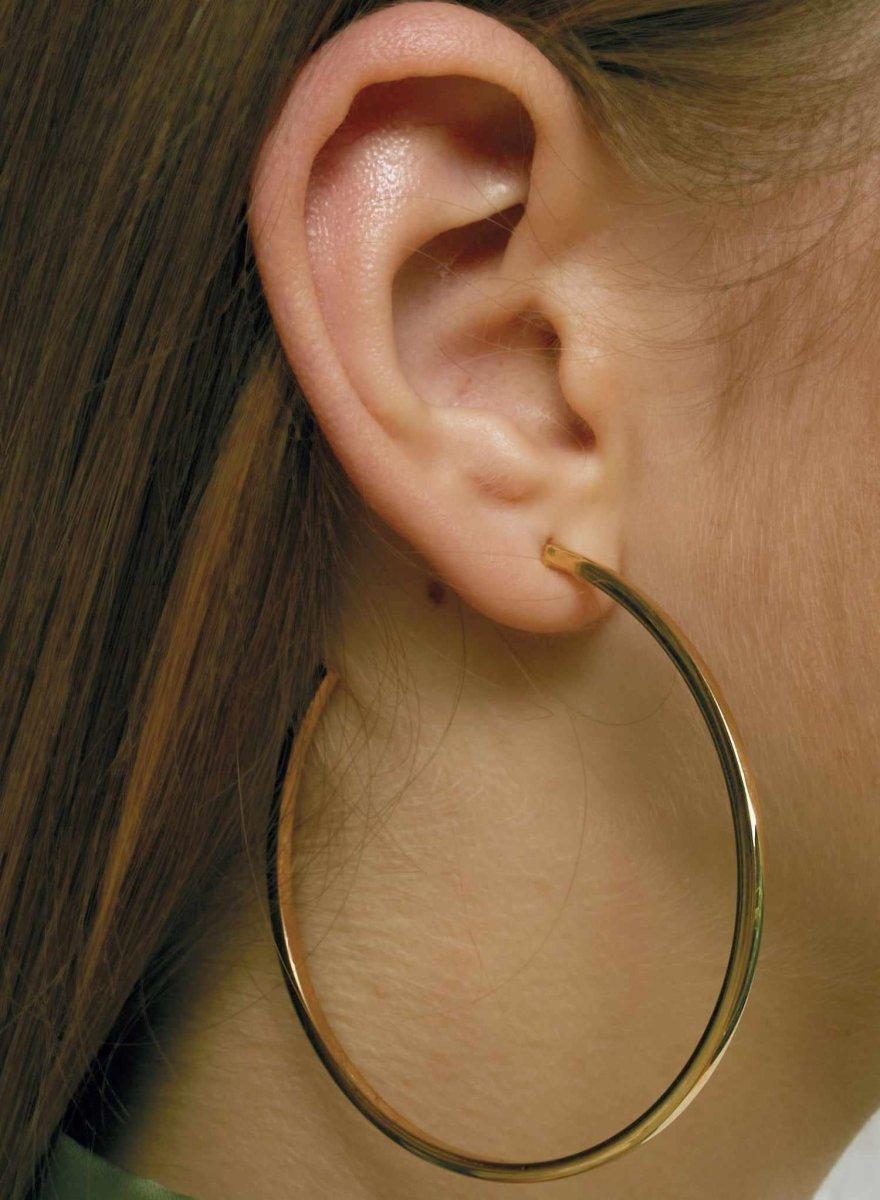 Pendientes aros grandes diseño cuadrado bañados en oro-LINEARGENT