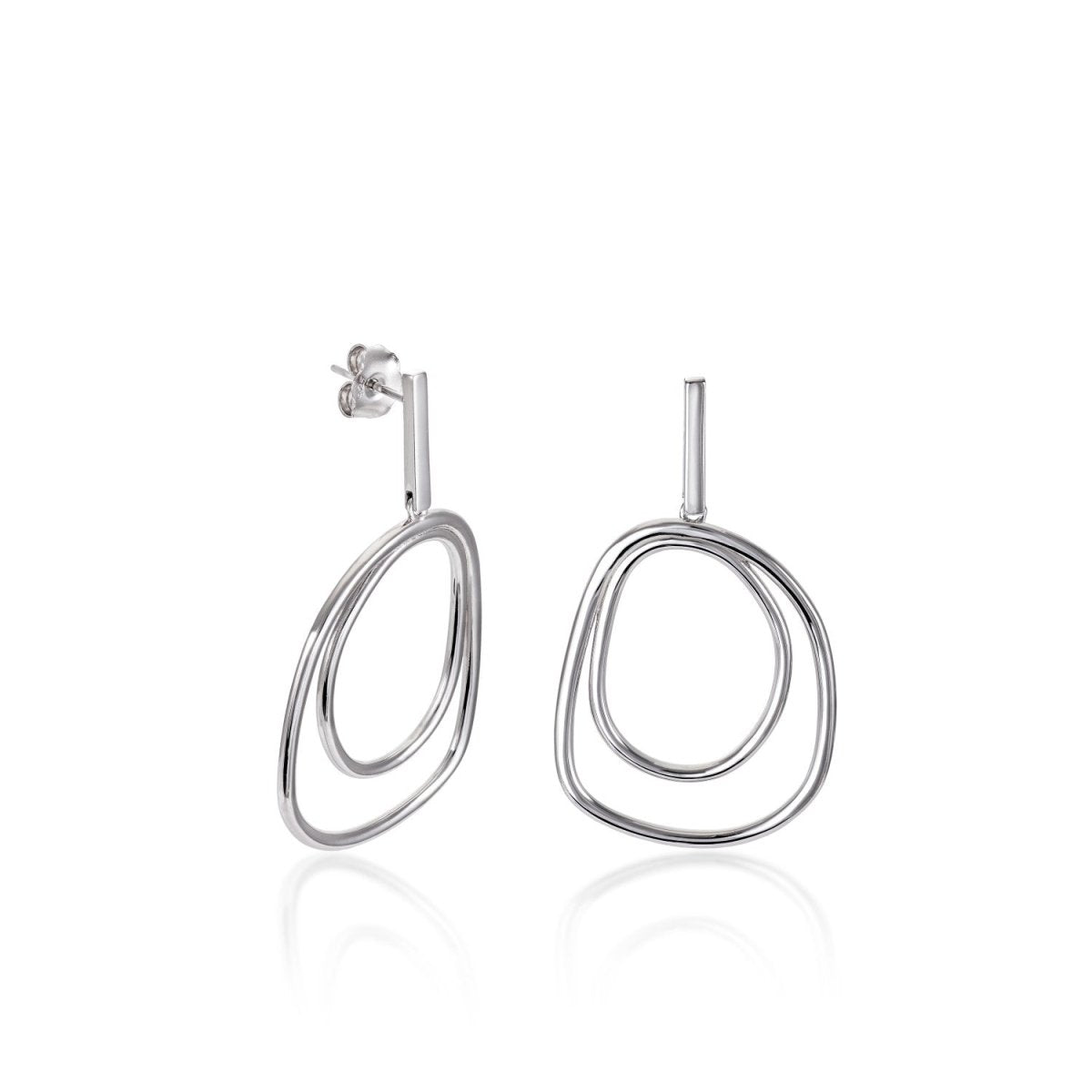 Pendientes aros grandes diseño irregular en plata lisa-LINEARGENT