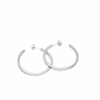 Pendientes aros medianos doble raíl de circonitas y diseño cuadrado