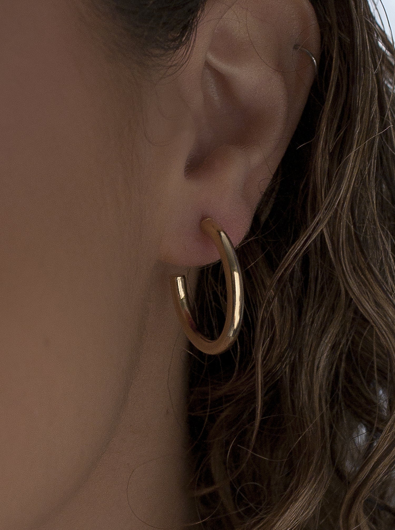 Pendientes aros pequeños bañados en oro diseño grueso clásicos y elegantes-LINEARGENT