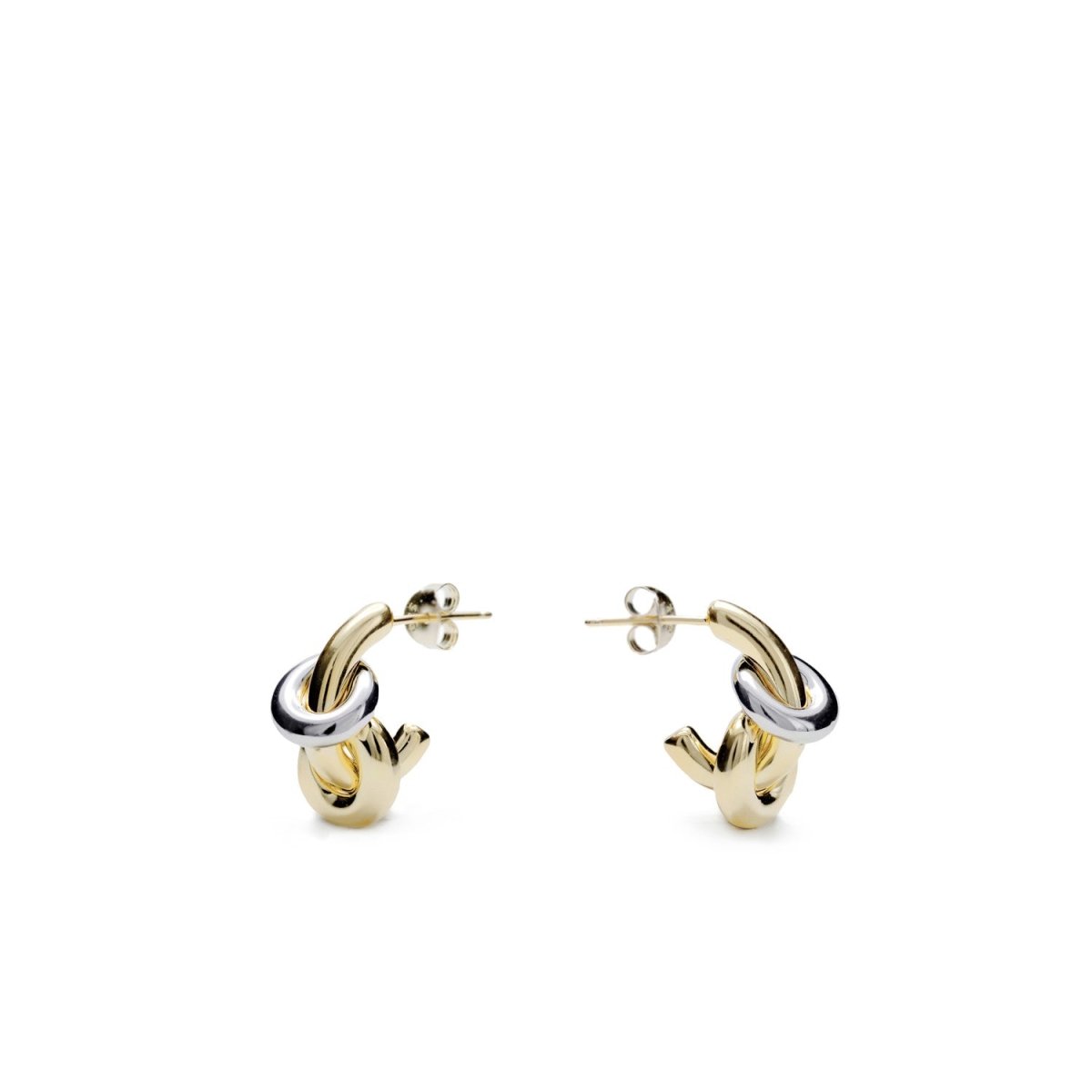 Boucles d'oreilles créoles petits design de double LINEARGENT