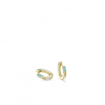 Pendientes aros pequeños diseño esmalte bicolor y circonitas