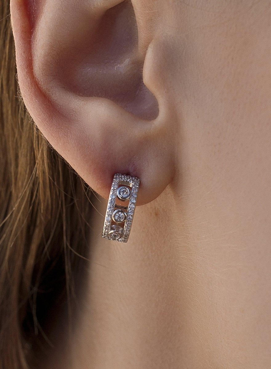 Pendientes aros pequeños diseño grueso semi abiertos-LINEARGENT