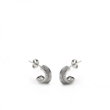 Pendientes aros pequeños diseño ondulado con circonitas engastadas