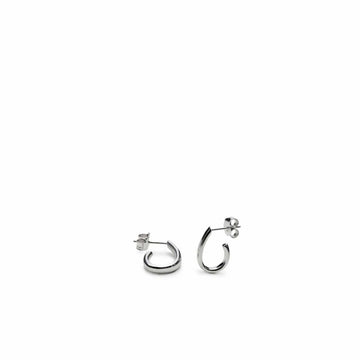 Pendientes aros pequeños diseño semiabierto y plata lisa