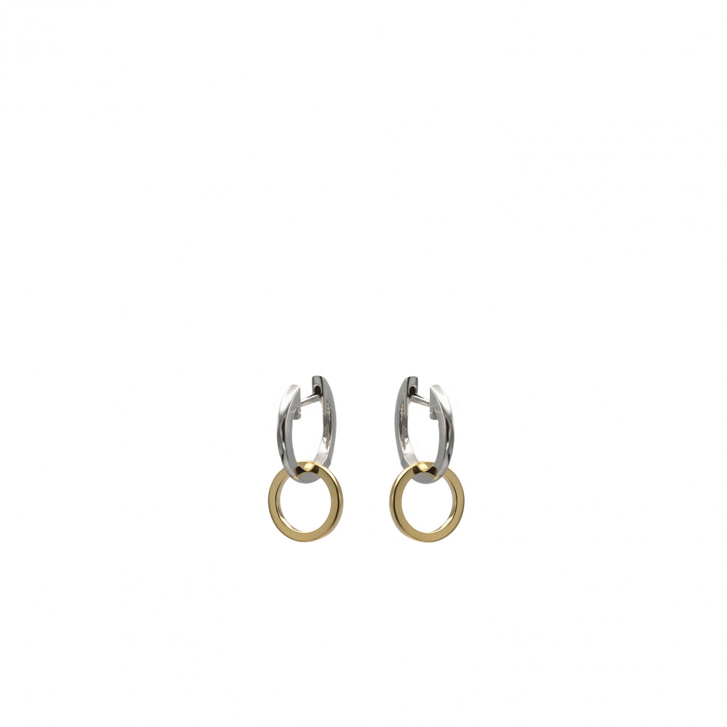 Pendientes bicolor de plata con círculo colgante y estilo aro-LINEARGENT