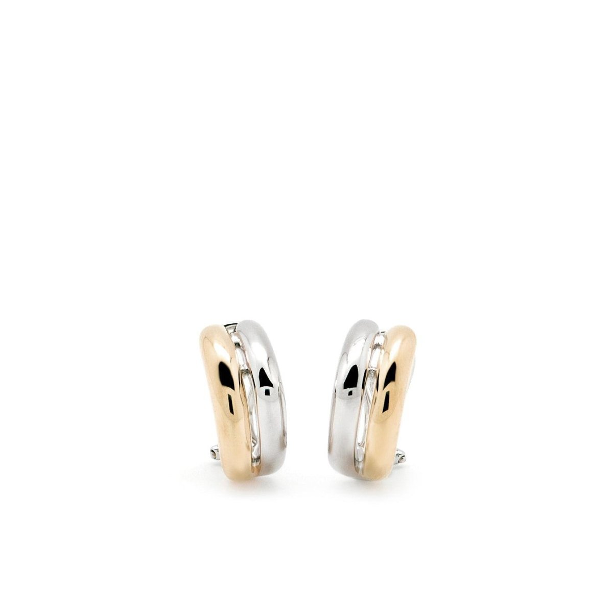 Pendientes bicolor diseño doble banda gruesa-LINEARGENT