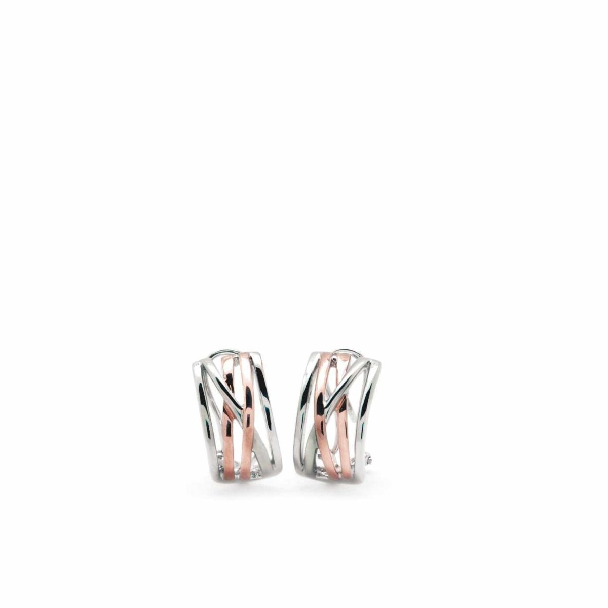 Pendientes bicolor diseño entrelazado de plata y plata vermeil-LINEARGENT