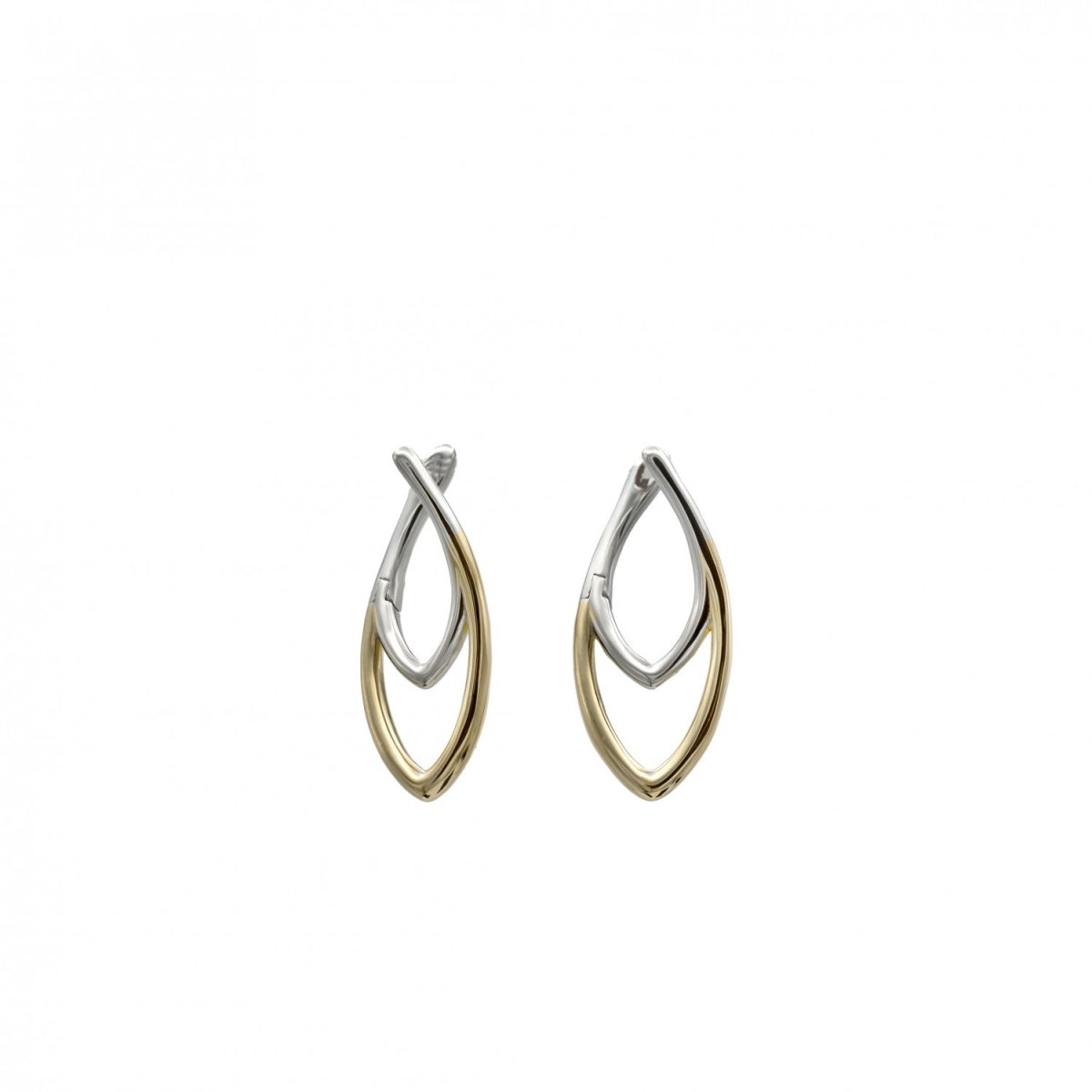Pendientes bicolor estilo flecha diseño ovalado-LINEARGENT