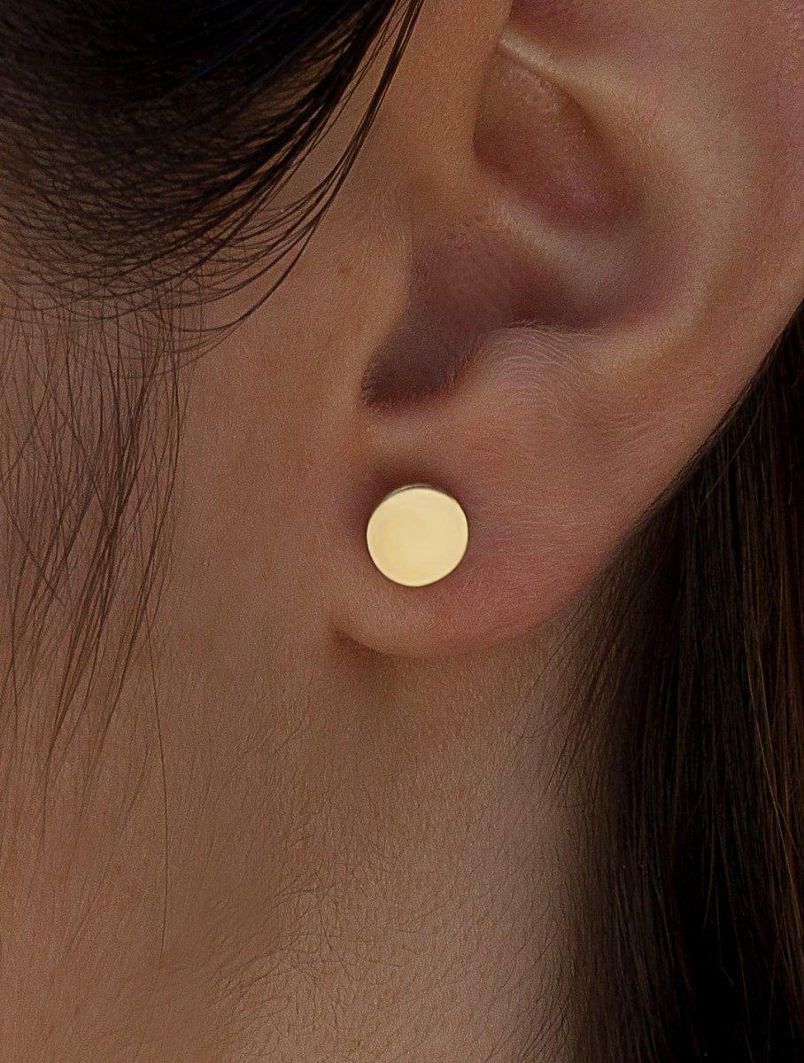 Pendientes botón diseño circular bañados en oro-LINEARGENT