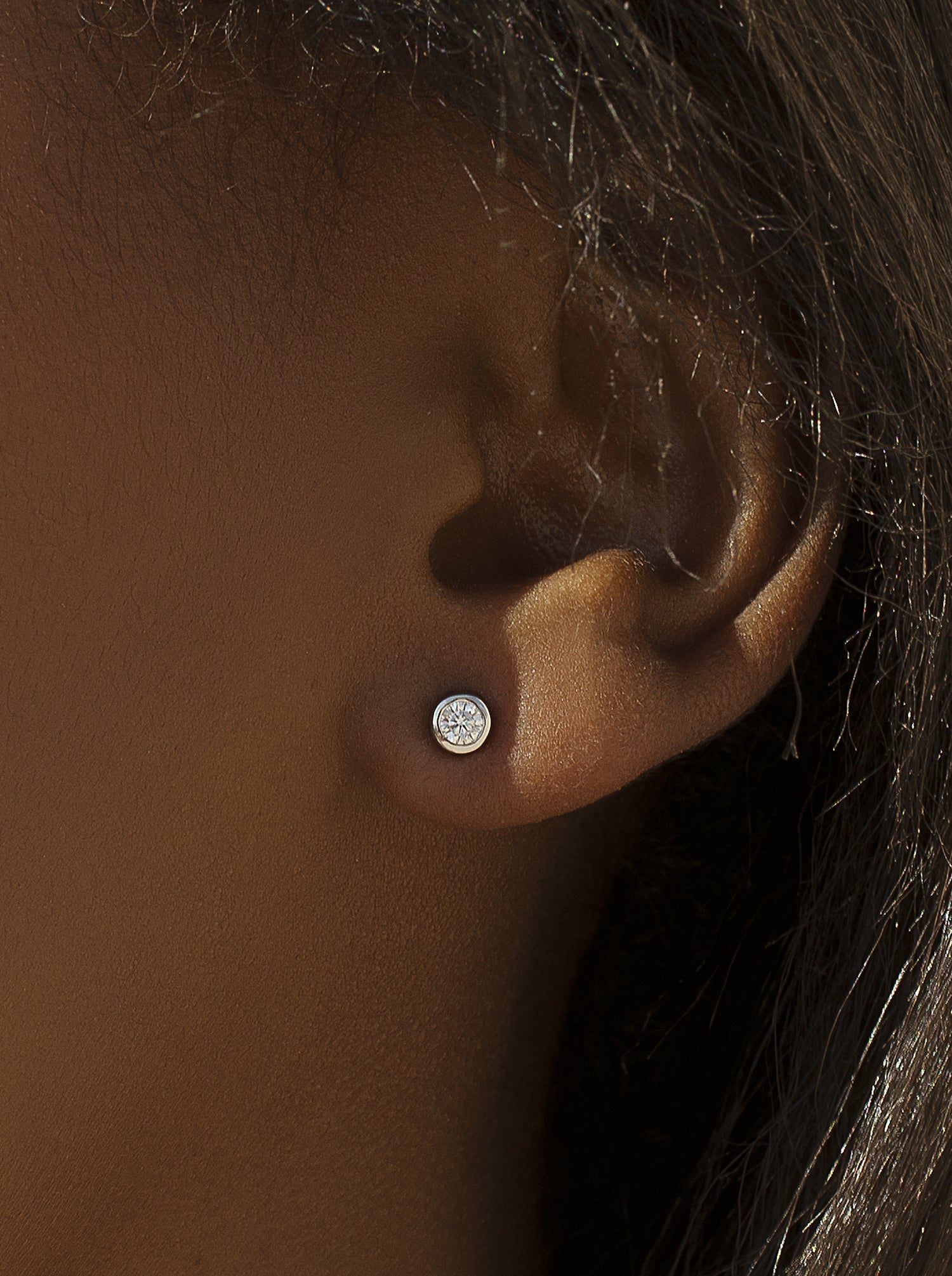 Pendientes botón diseño circular grueso con circonita-LINEARGENT