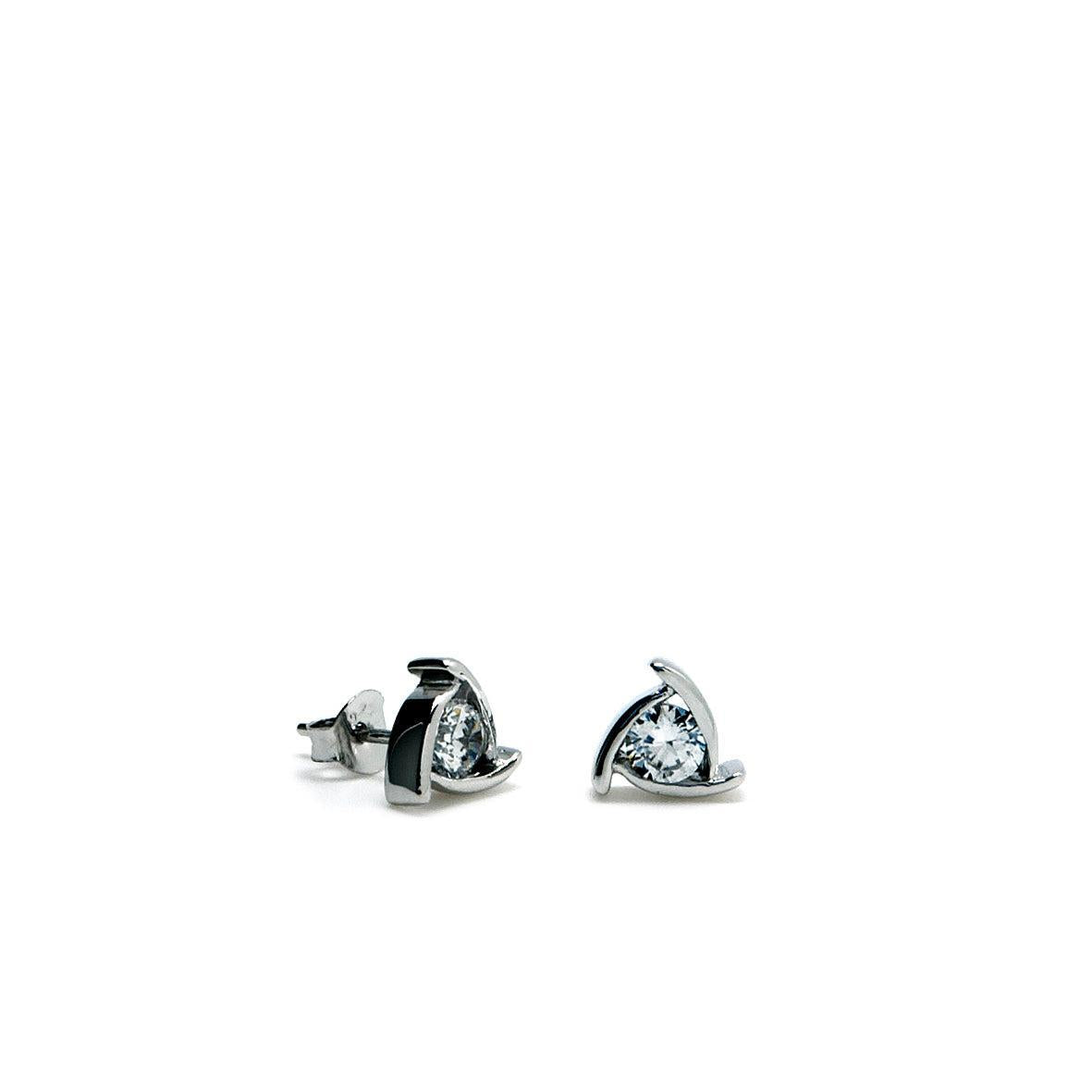 Pendientes botón diseño triangular irregular con circonita-LINEARGENT