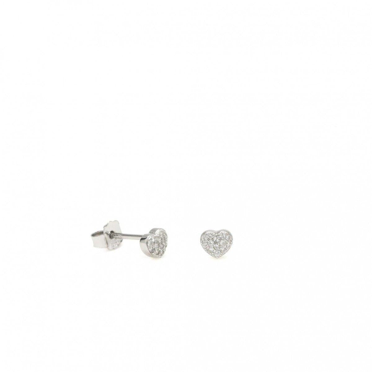 Pendientes brillantes pequeños con motivo corazón y circontias-LINEARGENT