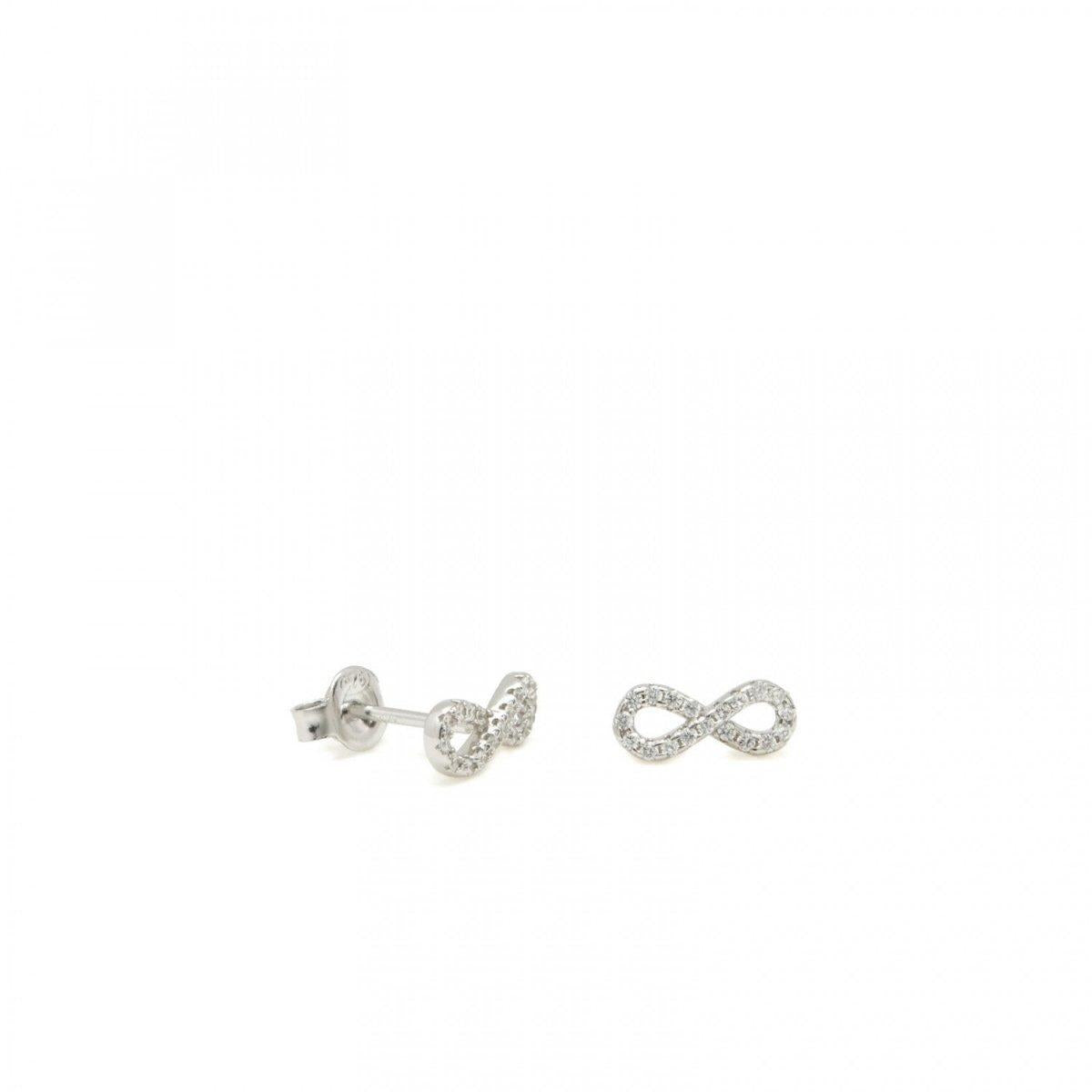 Pendientes brillantes pequeños motivo infinito con circonitas-LINEARGENT