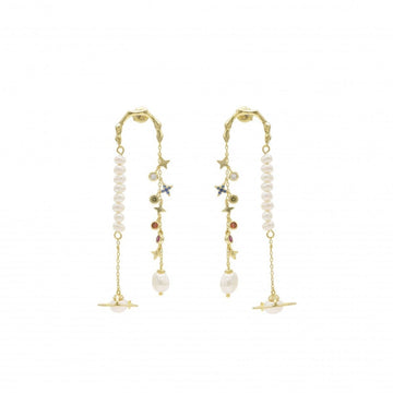 Pendientes con colgantes de perla y circonitas