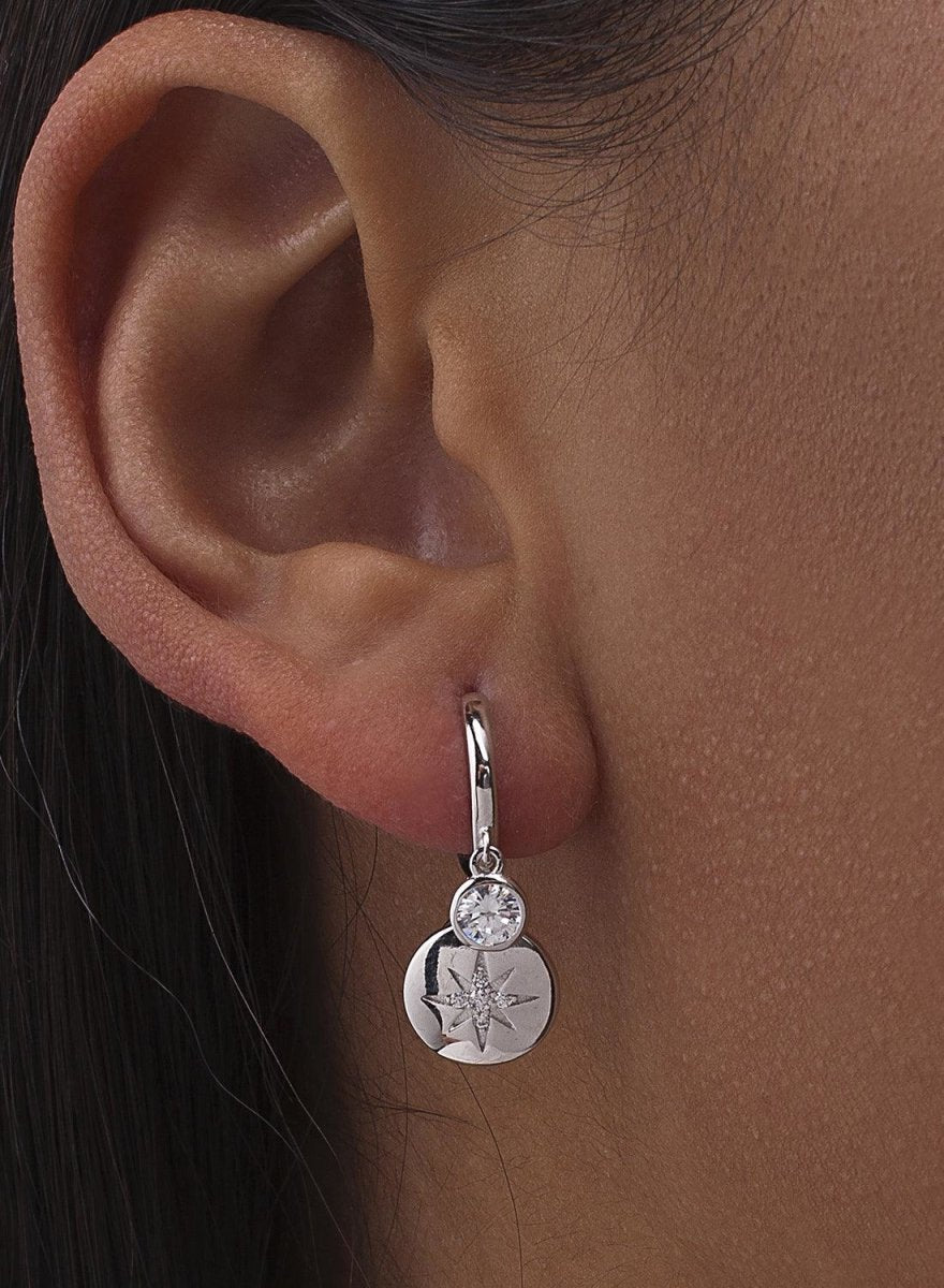 Pendientes con colgantes de plata diseño destello y circonita-LINEARGENT
