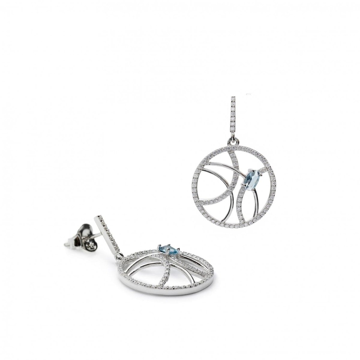 Pendientes con colgantes diseño de circonitas y gema-LINEARGENT