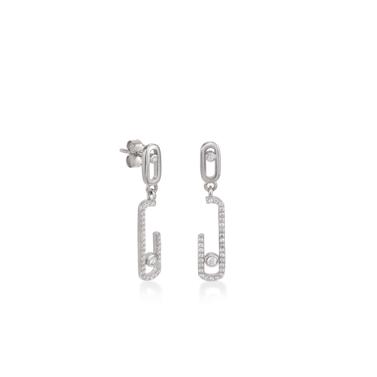 Pendientes con colgantes diseño de clip brillante-LINEARGENT