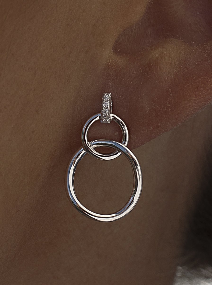 Pendientes con colgantes diseño de doble argolla-LINEARGENT