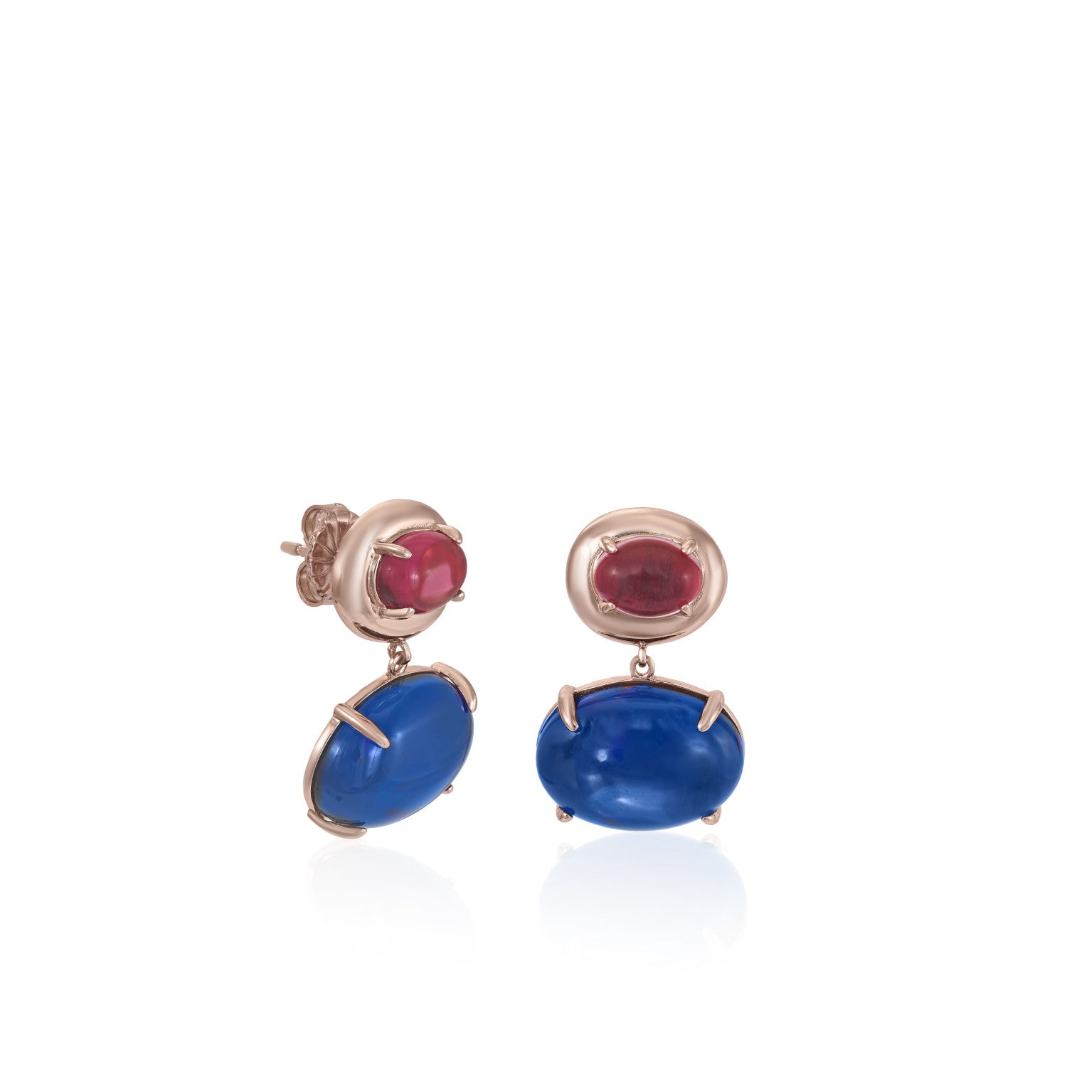 Pendientes con colgantes diseño doble cuarzo adamantino-LINEARGENT