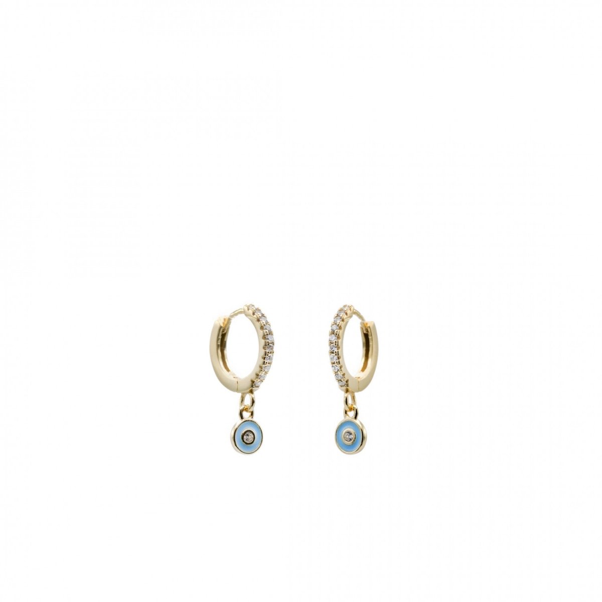 Pendientes con colgantes en plata diseño círculo azul con esmalte-LINEARGENT