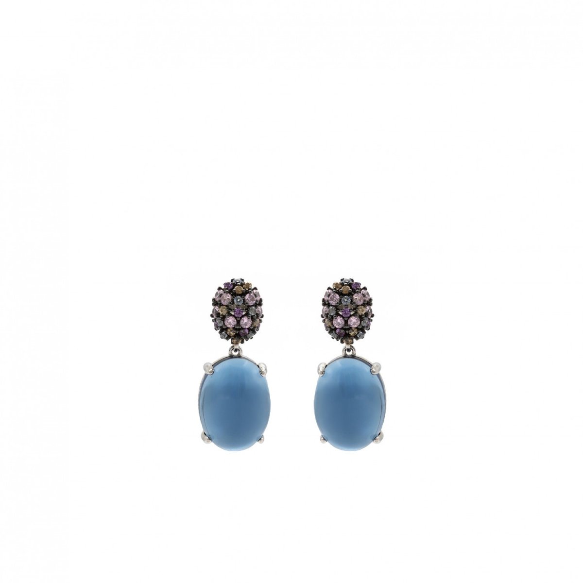 Pendientes con colgantes estilo cabouchón y circonitas-LINEARGENT