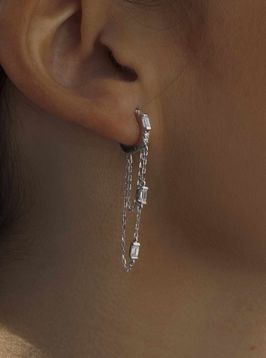 Pendientes con colgantes plata diseño cadenas-LINEARGENT