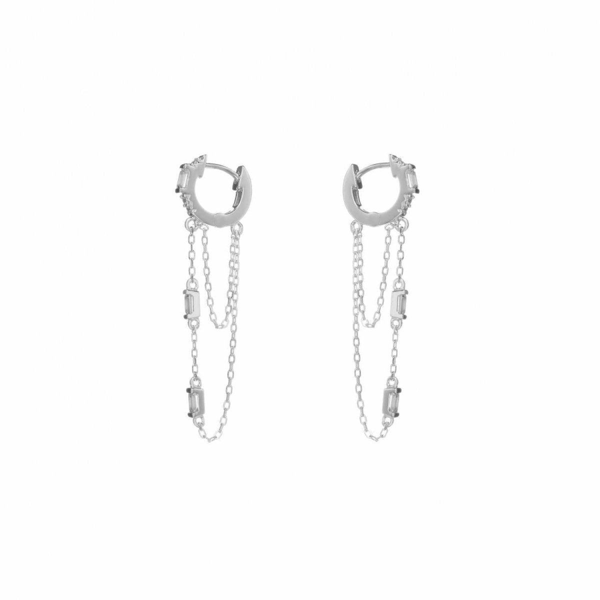 Pendientes con colgantes plata diseño cadenas-LINEARGENT
