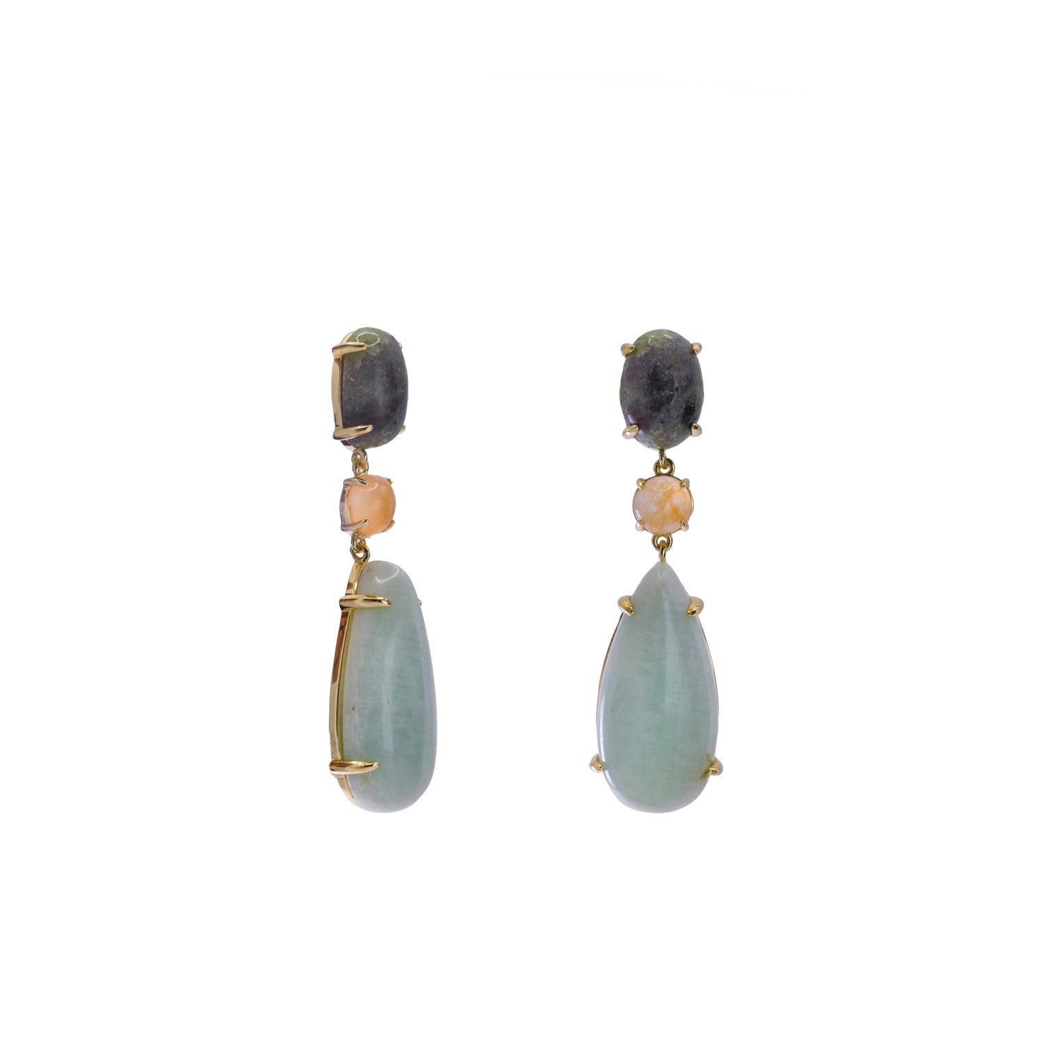 Pendientes de piedra natural de plata largos tonos nature-LINEARGENT