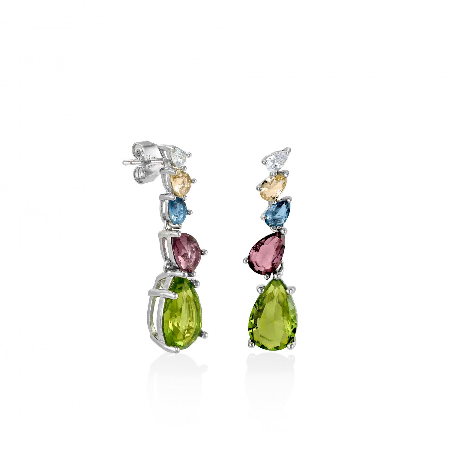 Pendientes de piedras de colores diseño de cinco cuarzos-LINEARGENT