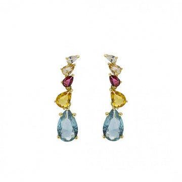 Pendientes de piedras de colores diseño de cinco gemas