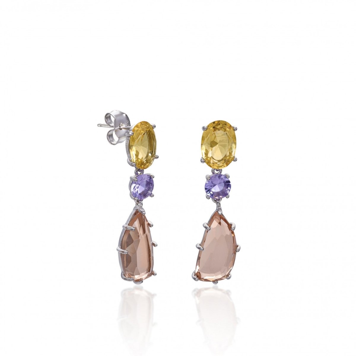 Pendientes de piedras de colores diseño irregular-LINEARGENT