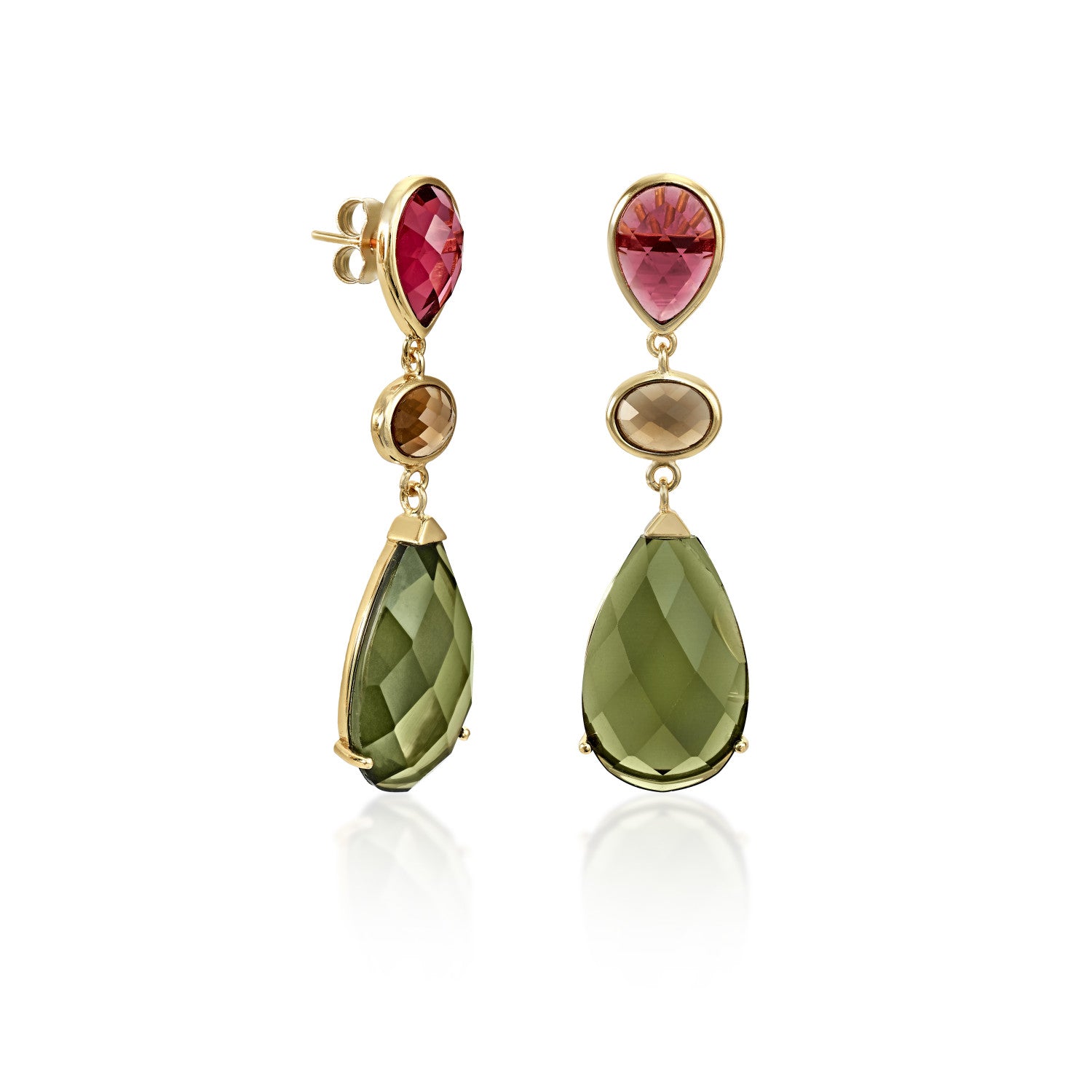 Pendientes de piedras de colores diseño lágrima tonos cálidos-LINEARGENT