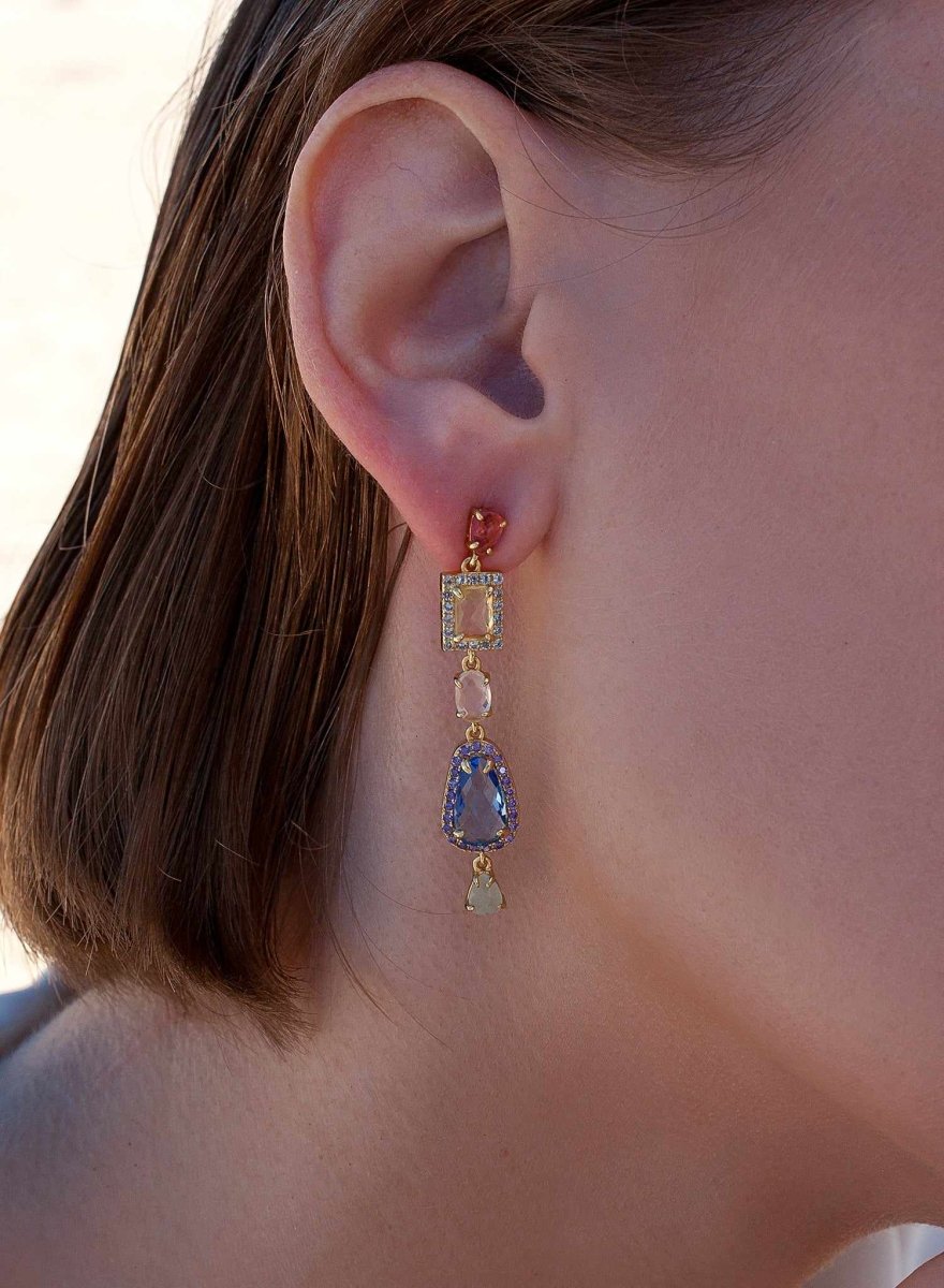 Pendientes de piedras de colores diseño multiforma