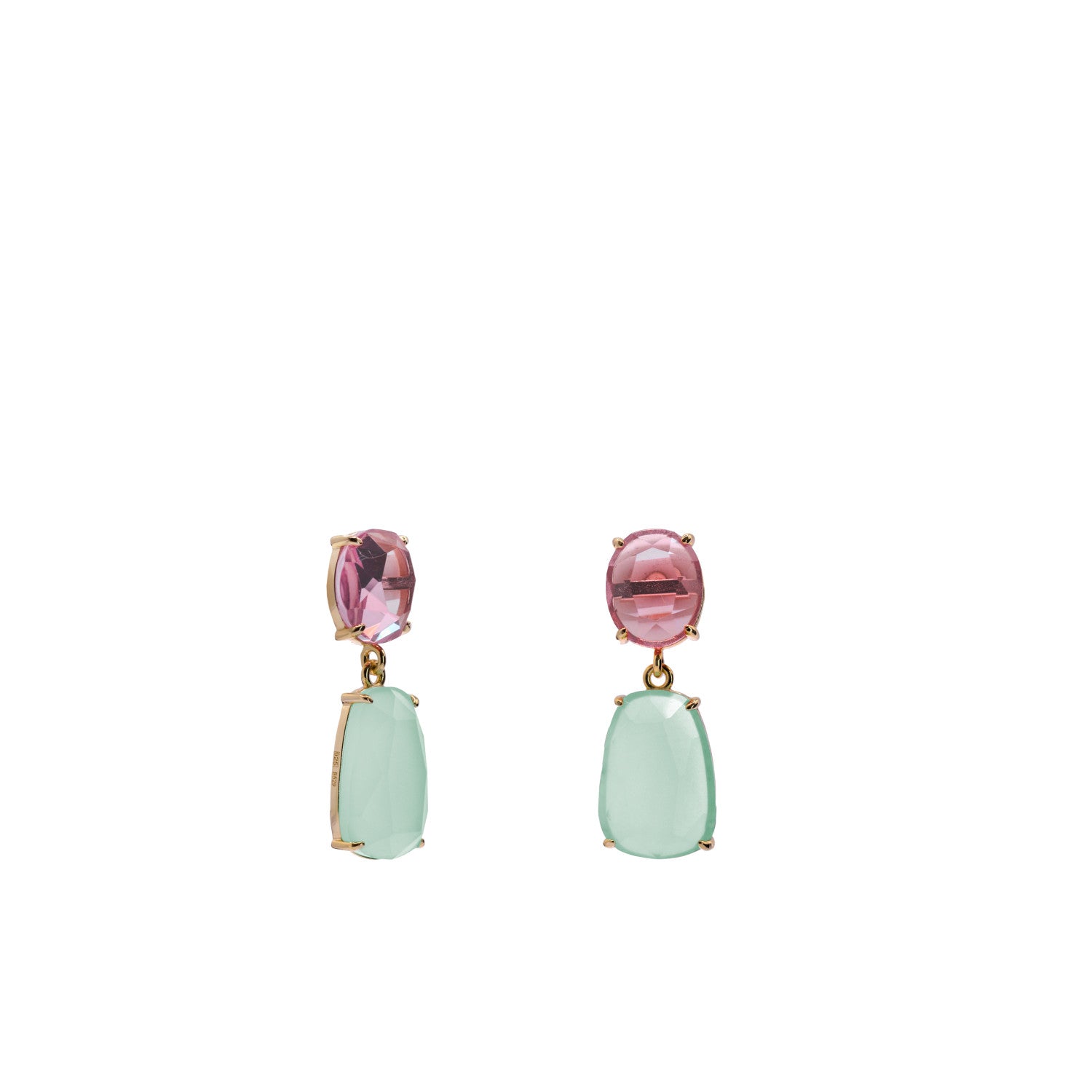 Pendientes de piedras de colores en tono verde lechoso-LINEARGENT