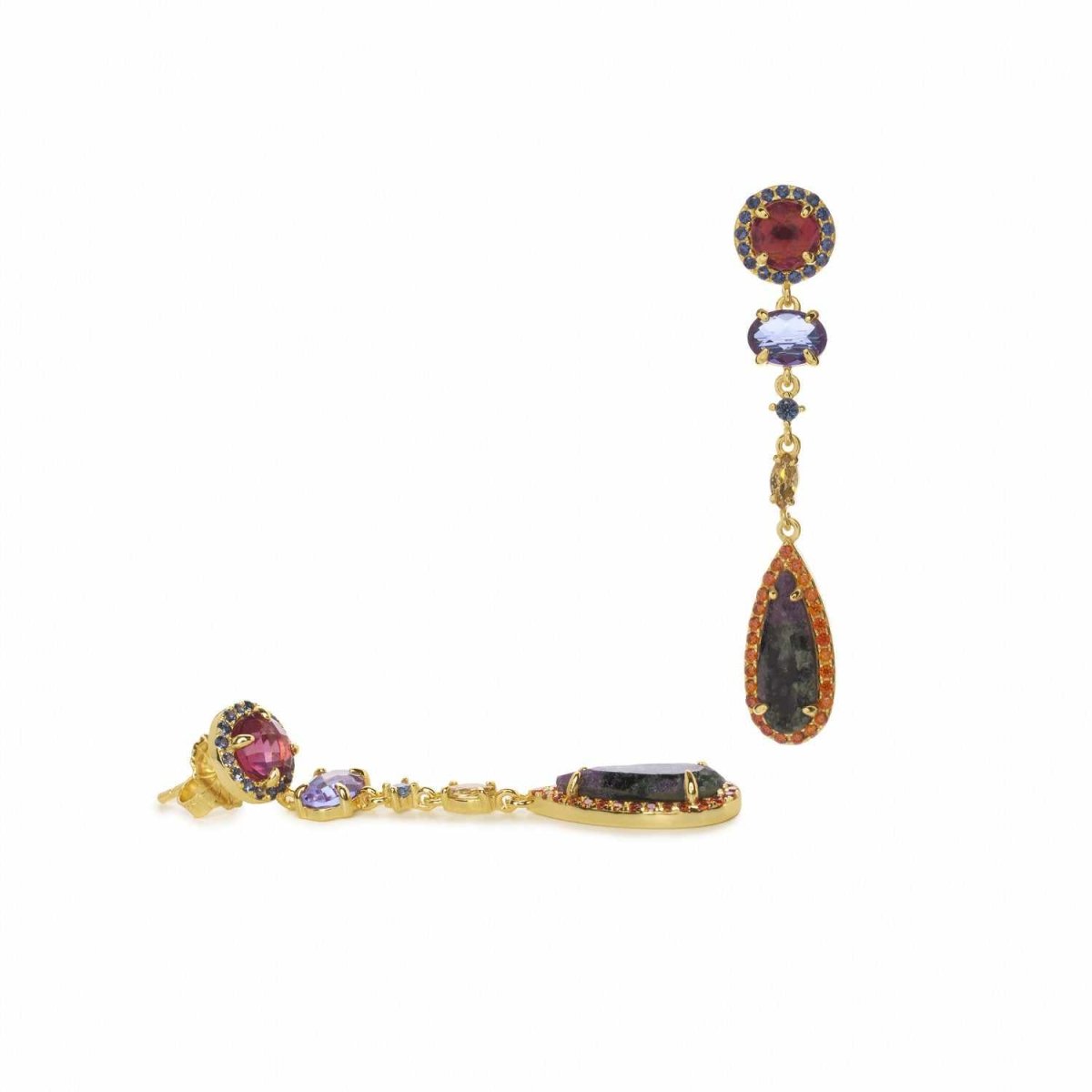 earrings from stones de colours long of different LINEARGENT