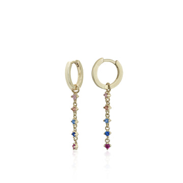 Pendientes de plata con colgantes estilo aro con gemas multicolor