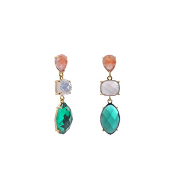 Pendientes de plata piedras de colores largos tono turquesa