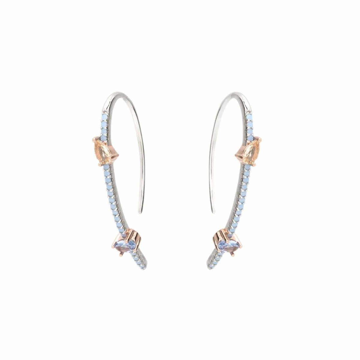 Pendientes largos brillantes diseño palillo con circonitas-LINEARGENT