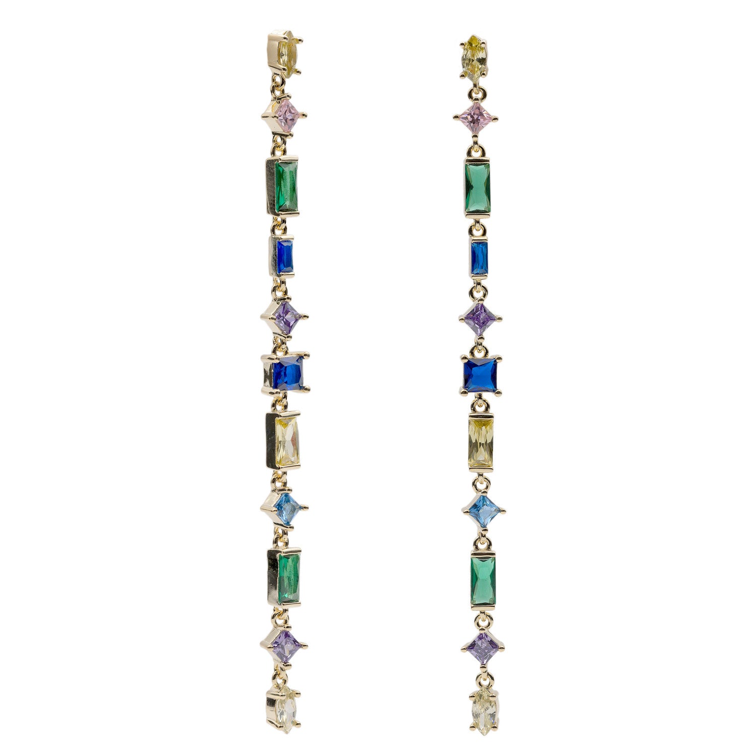Pendientes largos con piedras de colores multicolor-LINEARGENT