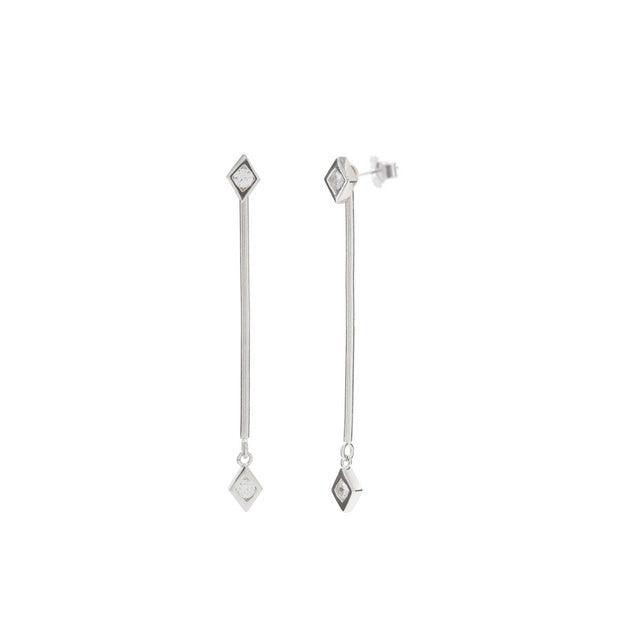 Pendientes largos de plata finos diseño en línea con movimiento-LINEARGENT