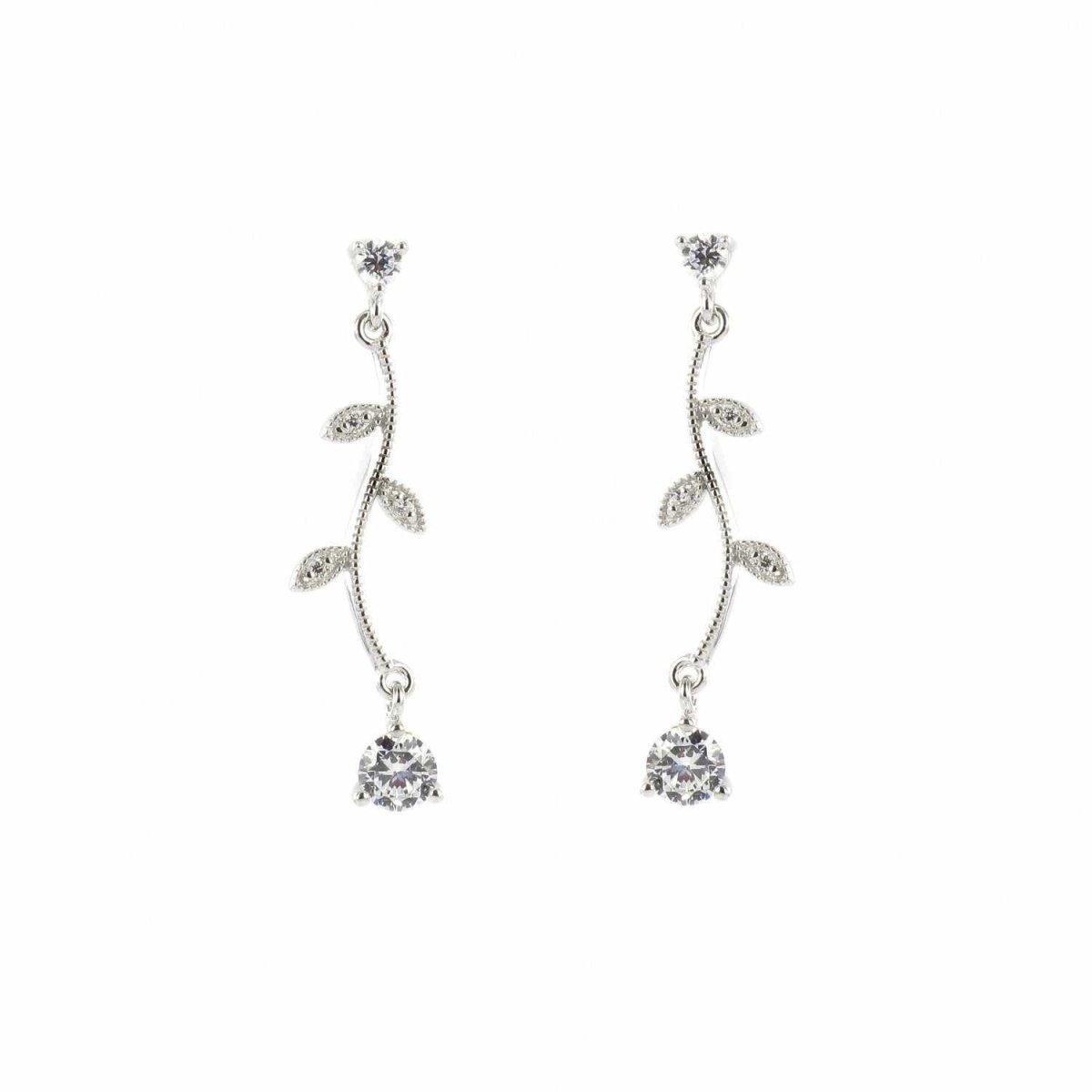earrings long fine design nature with zirconiaLINEARGENT