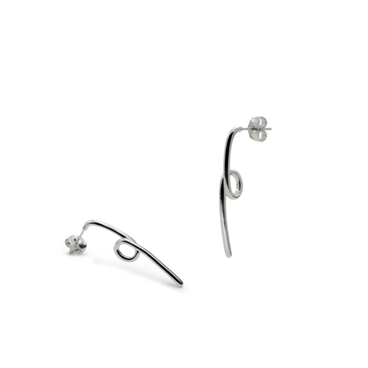 Pendientes largos finos diseño tirabuzon-LINEARGENT