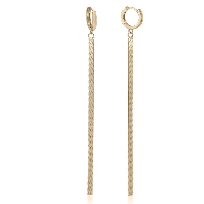 Pendientes largos plata bañada en oro diseño snake con aro-LINEARGENT
