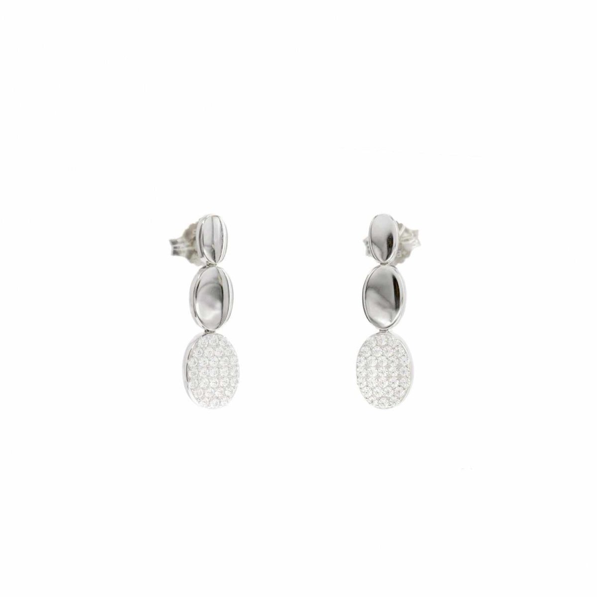 Pendientes largos plata brillantes motivos redondos y circonitas-LINEARGENT