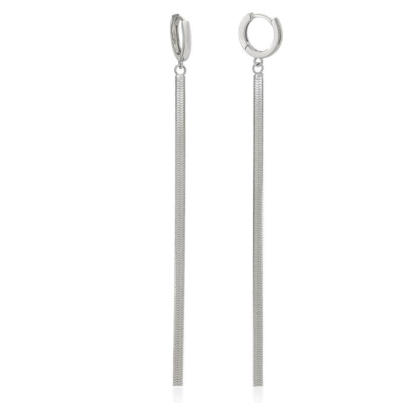 Pendientes largos plata diseño snake con aro-LINEARGENT