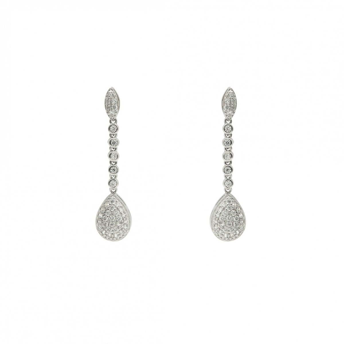 Pendientes novia swarovski de plata diseño colgante con circonita-LINEARGENT