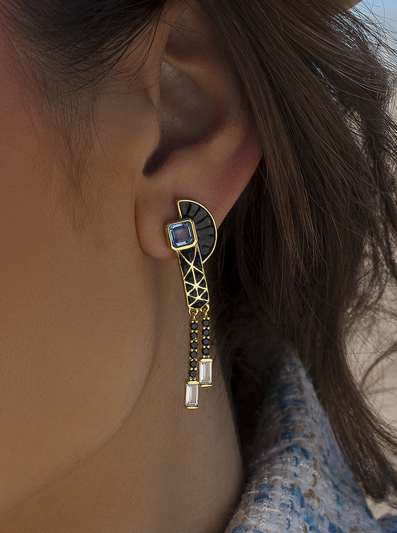 Pendientes originales de plata estilo étnico-LINEARGENT