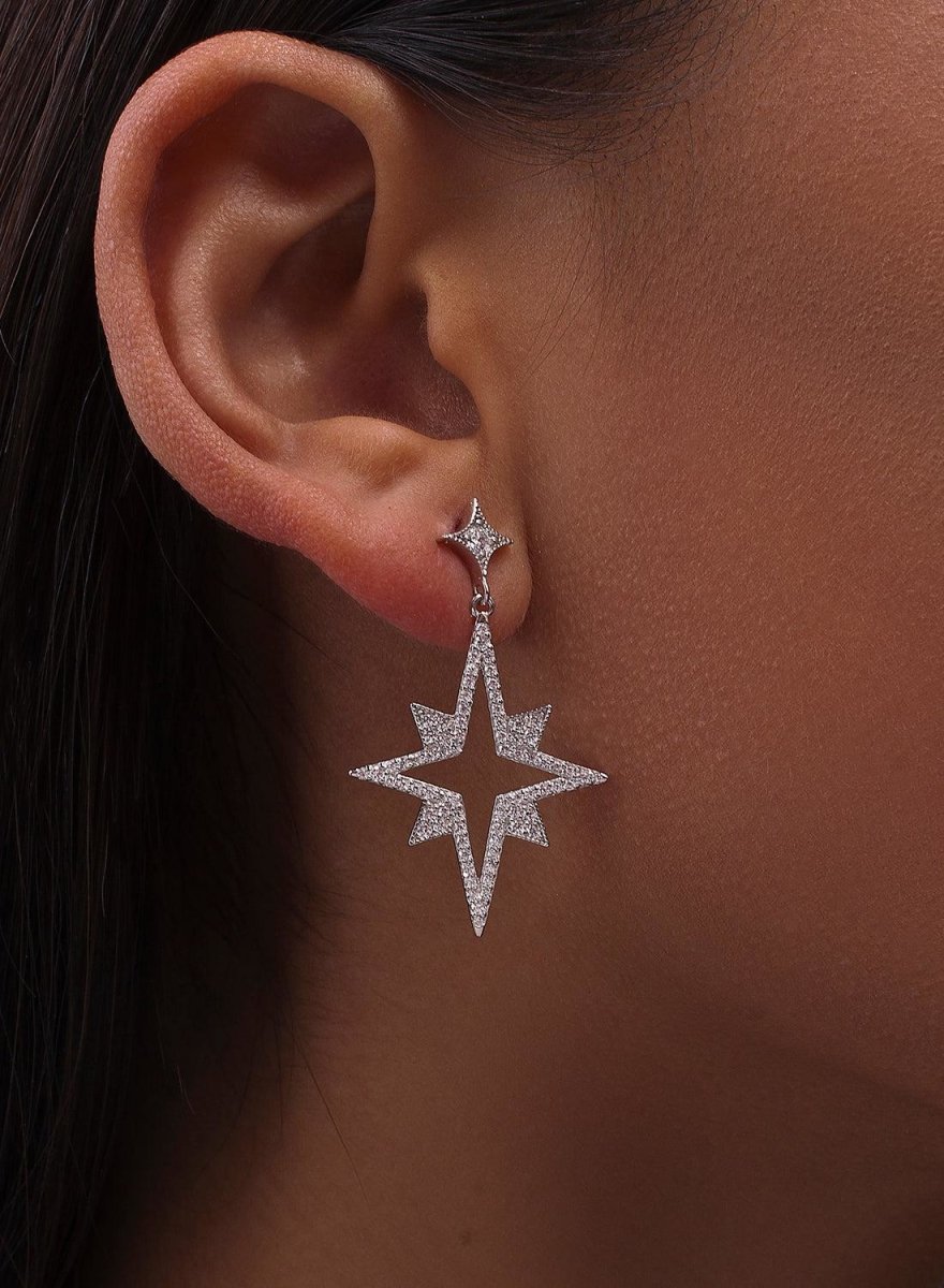 Pendientes originales diseño de destello y estrella-LINEARGENT